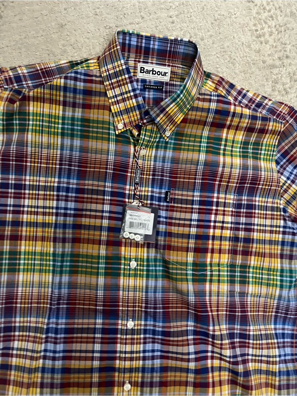 NWT Barbour Fred Short Sleeve Button Down- Madras Checks